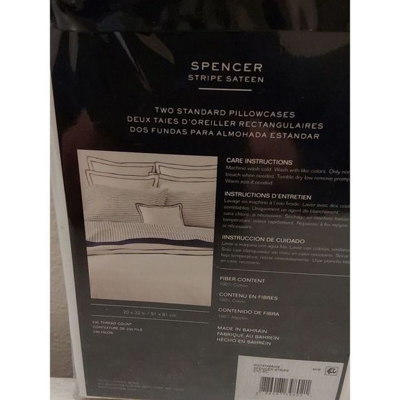 Ralph Lauren SPENCER STRIPE SATEEN White SAGE Cotton Standard Pillowcase Set 2pk - Picture 7 of 9